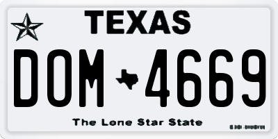 TX license plate DOM4669