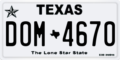 TX license plate DOM4670