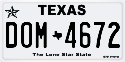 TX license plate DOM4672