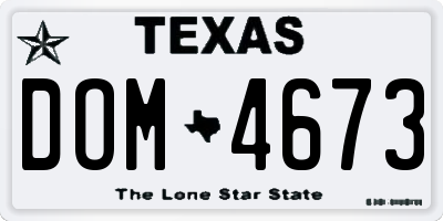 TX license plate DOM4673