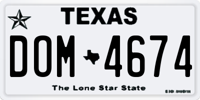 TX license plate DOM4674