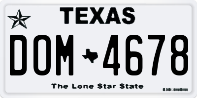 TX license plate DOM4678