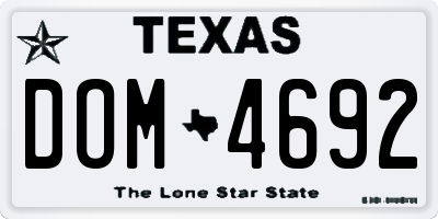 TX license plate DOM4692