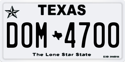 TX license plate DOM4700