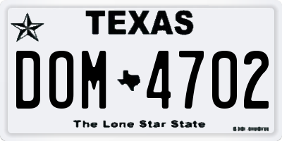 TX license plate DOM4702