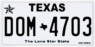 TX license plate DOM4703