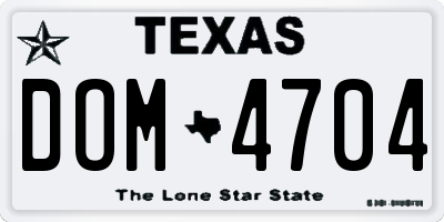 TX license plate DOM4704