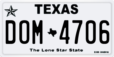 TX license plate DOM4706