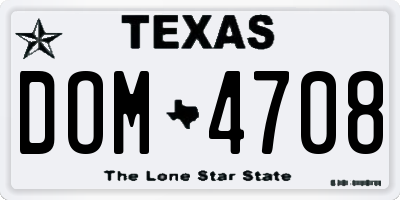 TX license plate DOM4708