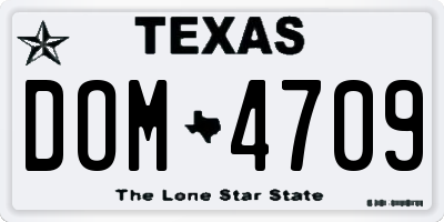 TX license plate DOM4709