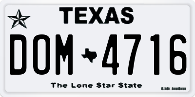TX license plate DOM4716