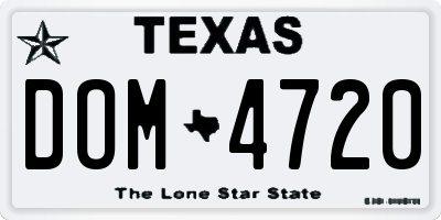 TX license plate DOM4720