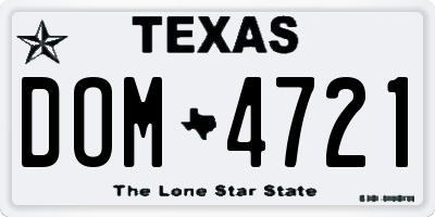 TX license plate DOM4721