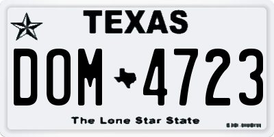 TX license plate DOM4723