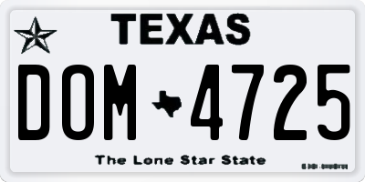 TX license plate DOM4725