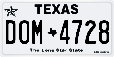 TX license plate DOM4728