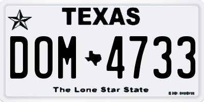 TX license plate DOM4733