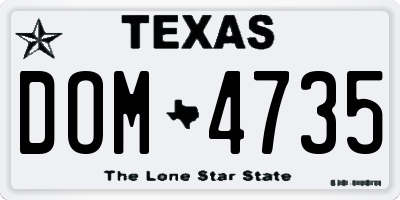TX license plate DOM4735
