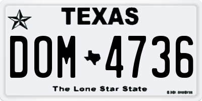 TX license plate DOM4736