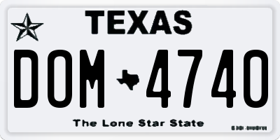 TX license plate DOM4740