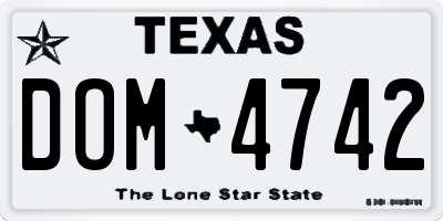 TX license plate DOM4742