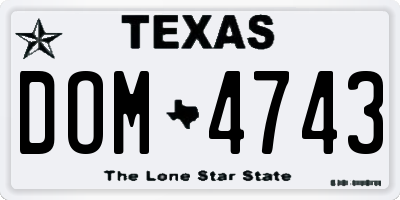 TX license plate DOM4743