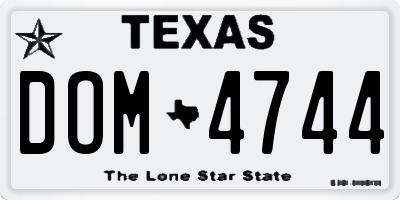 TX license plate DOM4744