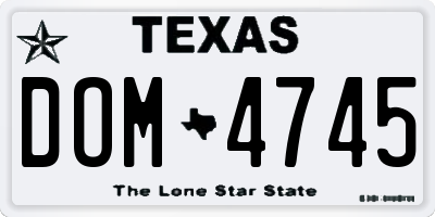 TX license plate DOM4745