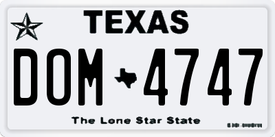 TX license plate DOM4747