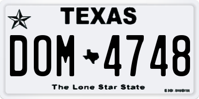 TX license plate DOM4748