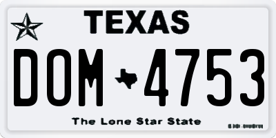 TX license plate DOM4753