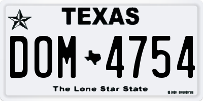 TX license plate DOM4754