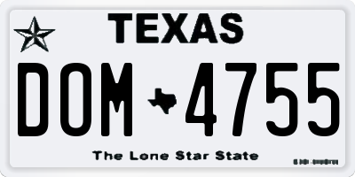 TX license plate DOM4755