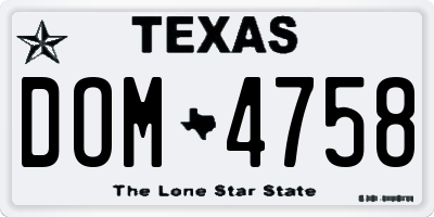 TX license plate DOM4758