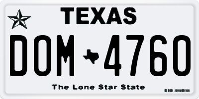 TX license plate DOM4760