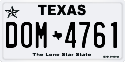 TX license plate DOM4761