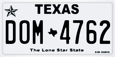 TX license plate DOM4762