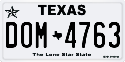 TX license plate DOM4763