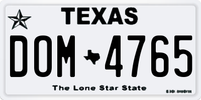 TX license plate DOM4765