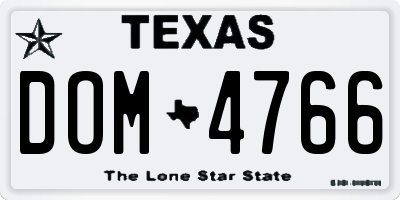 TX license plate DOM4766