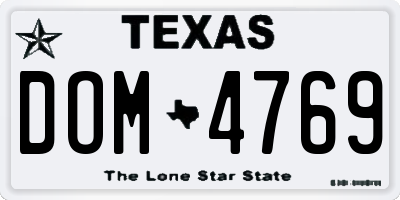 TX license plate DOM4769