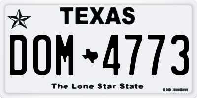 TX license plate DOM4773