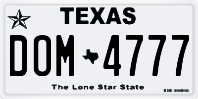 TX license plate DOM4777