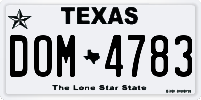 TX license plate DOM4783