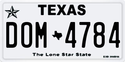 TX license plate DOM4784