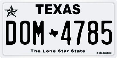 TX license plate DOM4785