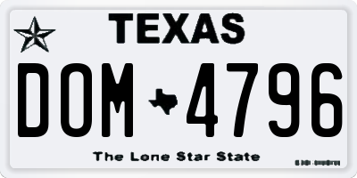 TX license plate DOM4796