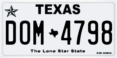 TX license plate DOM4798