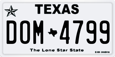 TX license plate DOM4799