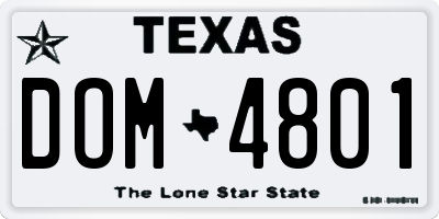 TX license plate DOM4801